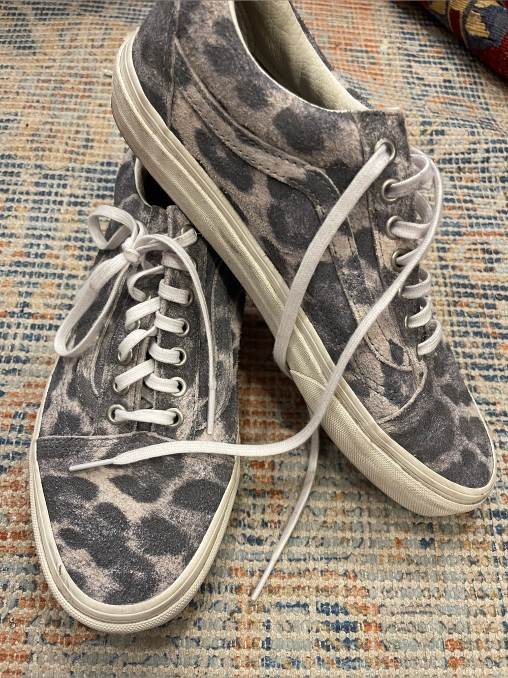 Vans Women's Gray suede Leopard Print Sneakers